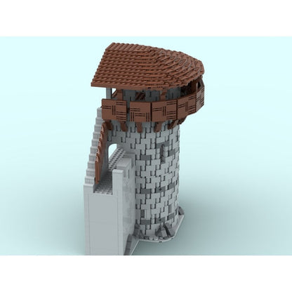 D-Shaped Wall Tower MOC Building Kit | Medieval Castle Architecture Model - 5