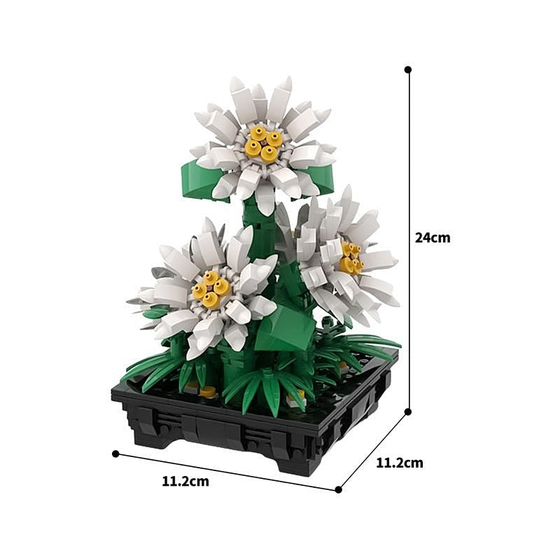 Daisies Bouquet MOC Building Kit | Botanical Flower Display Model - 3