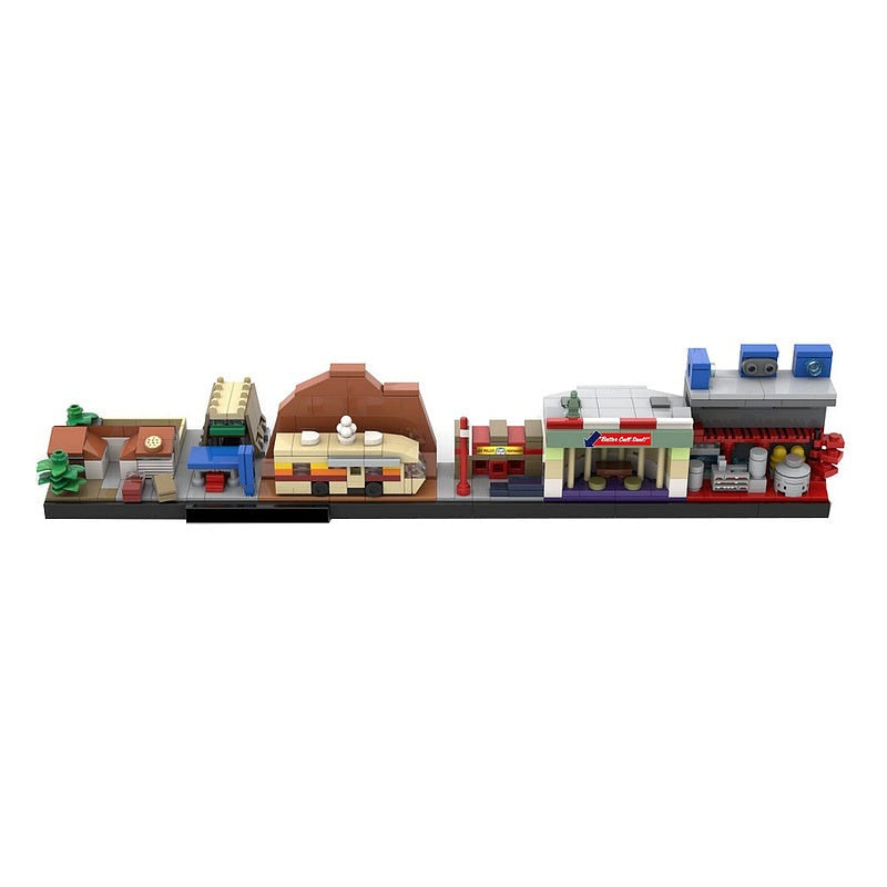 Desert Crime City Diorama MOC Building Kit with Lab RV & Restaurant - 2
