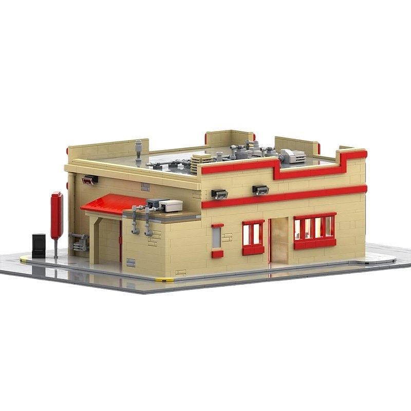 Desert Fast-Food Restaurant MOC Modular Building Kit | Cinematic Diorama - 1