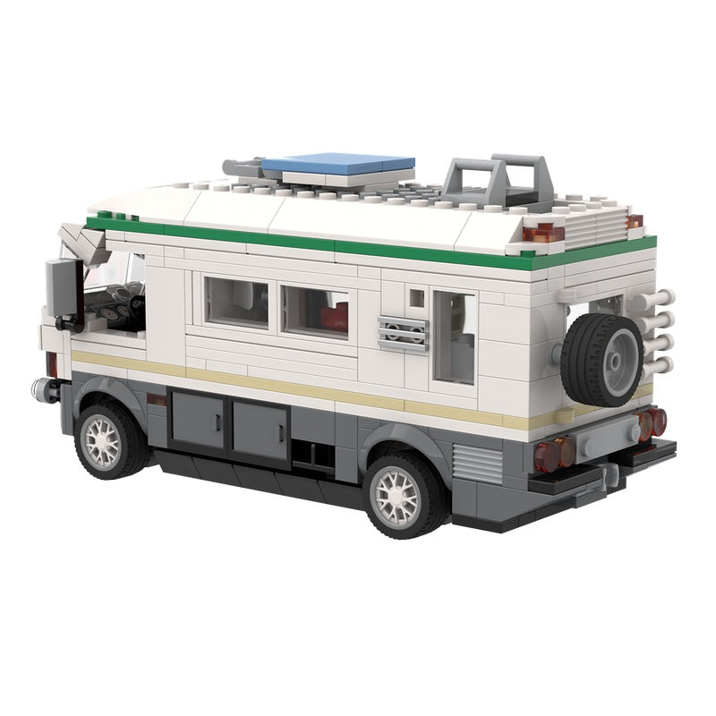 Detailed White RV Camper MOC Building Kit with Full Interior - 3