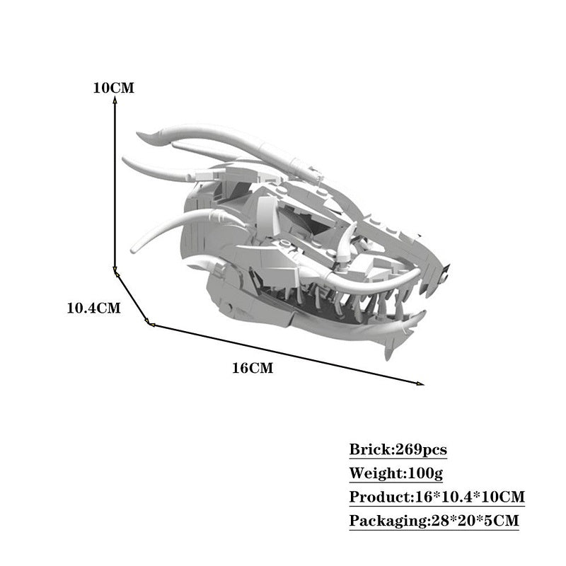 Dragon Skull MOC Building Kit | Fantasy Creature Display Sculpture - 2