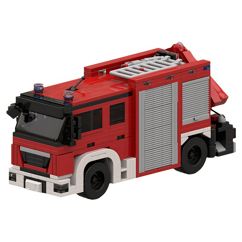 Dutch Fire Rescue Truck MOC Building Kit with Posable Crane - 1