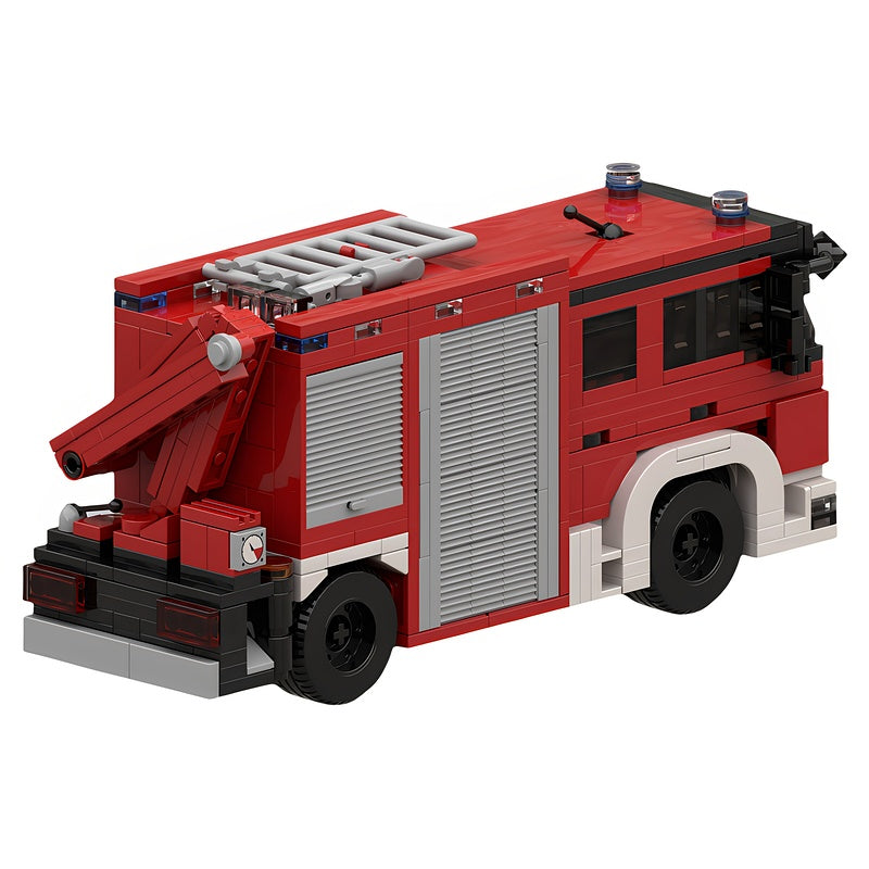 Dutch Fire Rescue Truck MOC Building Kit with Posable Crane - 2