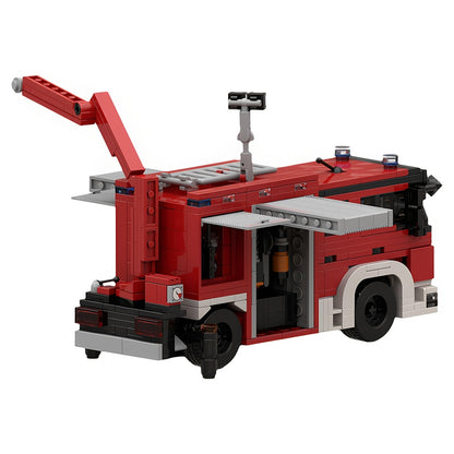 Dutch Fire Rescue Truck MOC Building Kit with Posable Crane - 3