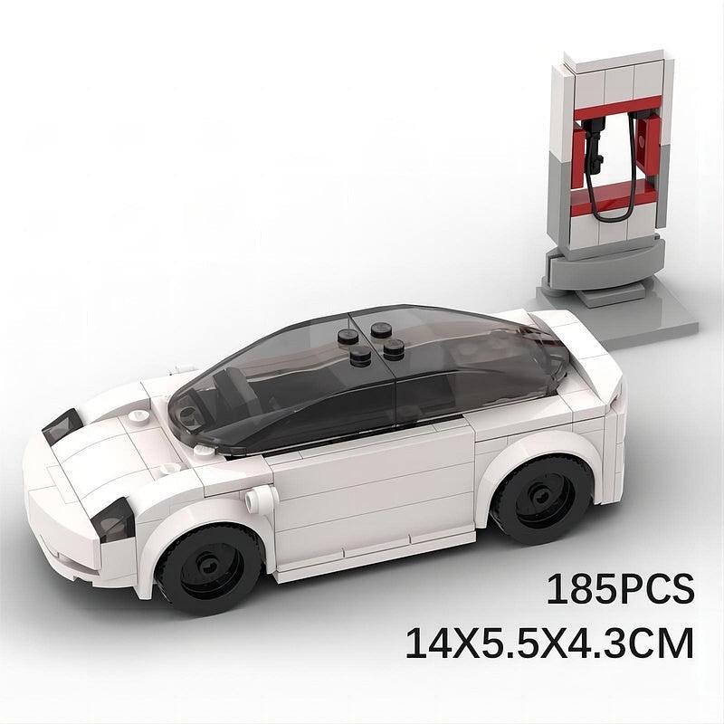 Electric EV Sedan MOC Vehicle Building Kit | 6-Stud Design - 3