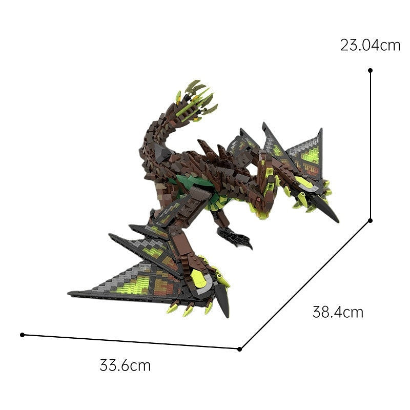 Electric Wyvern Dragon MOC Building Kit | Fantasy Creature Figure - 3