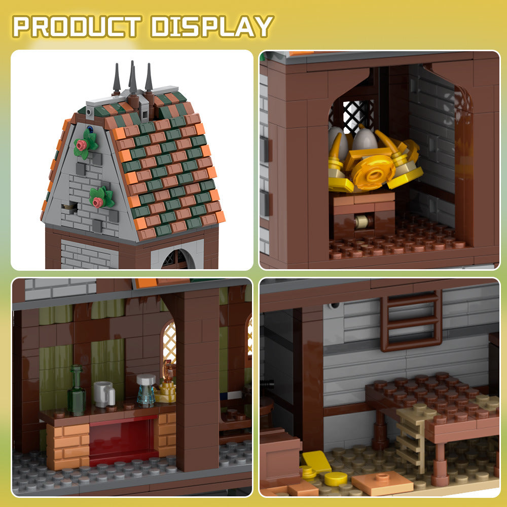 fantasy tavern building kit | lego compatible moc - 5