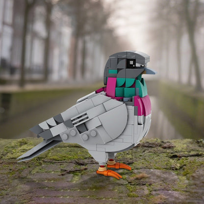 Feral Pigeon MOC Building Kit Urban Bird Display Model - 2