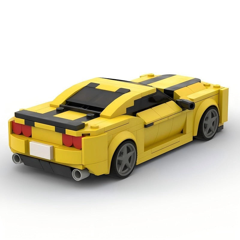 Fifth-Gen Yellow V8 Muscle Car MOC Building Kit | Vehicle Model - 5