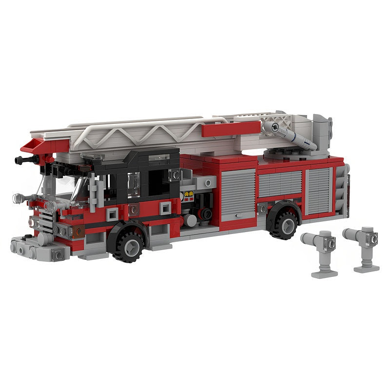 Fire Ladder Truck With Stabilizers MOC Building Kit - 2
