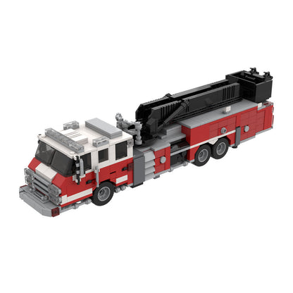 Fire Truck Mid-Mount Aerial Platform Building Kit | LEGO-Compatible MOC - 1