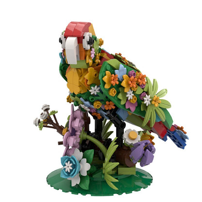 Floral Bird MOC Building Kit – Decorative Flowers & Bird Display Model - 1