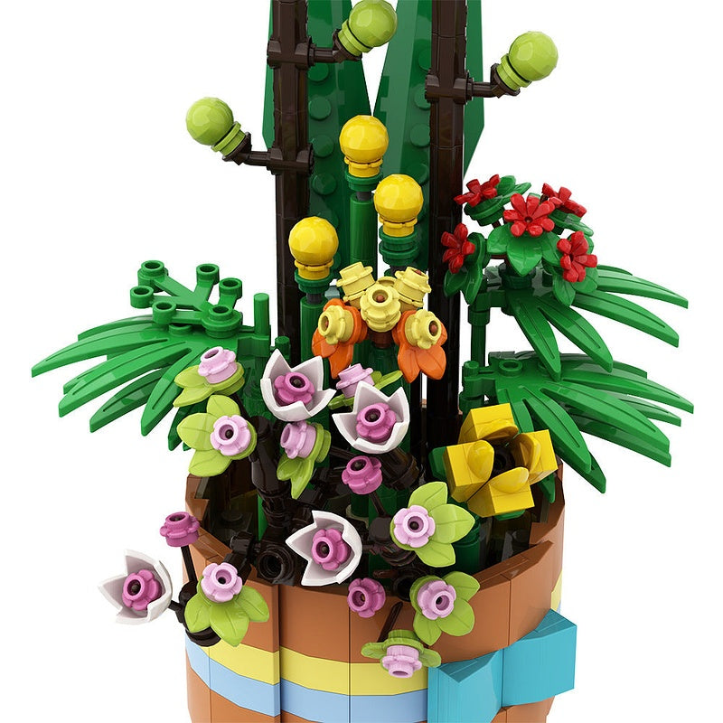 Flower Basket MOC Building Kit | Floral Display Custom Construction Kit - 4