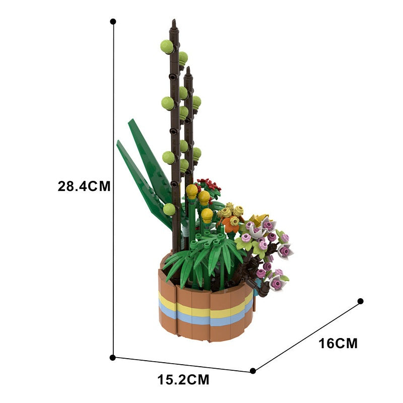 Flower Basket MOC Building Kit | Floral Display Custom Construction Kit - 5
