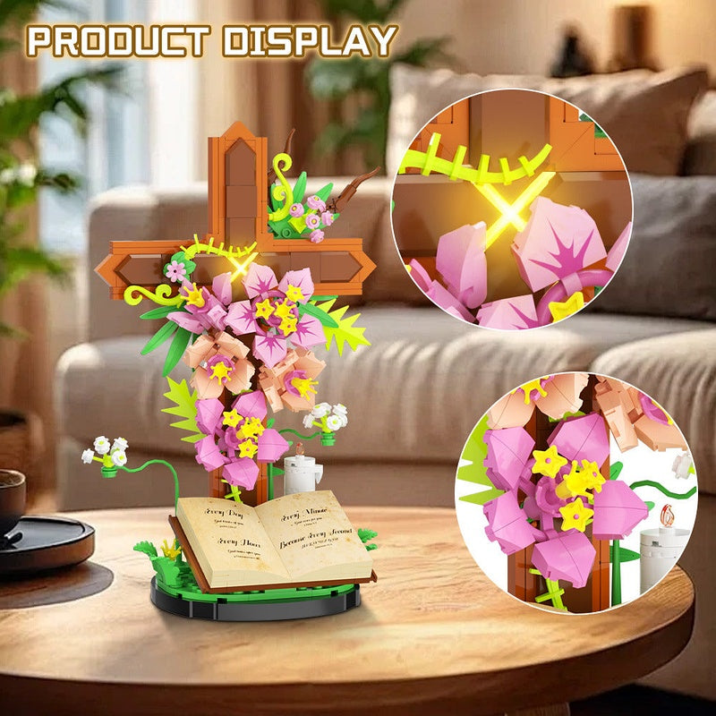 Flower Cross MOC Building Kit | Floral Easter Decoration Model - 3