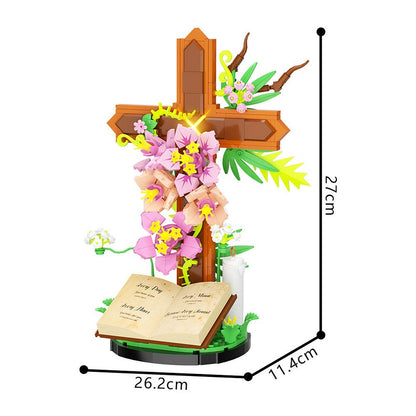 Flower Cross MOC Building Kit | Floral Easter Decoration Model - 4