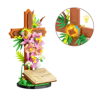 Flower Cross MOC Building Kit | Floral Easter Decoration Model - 5