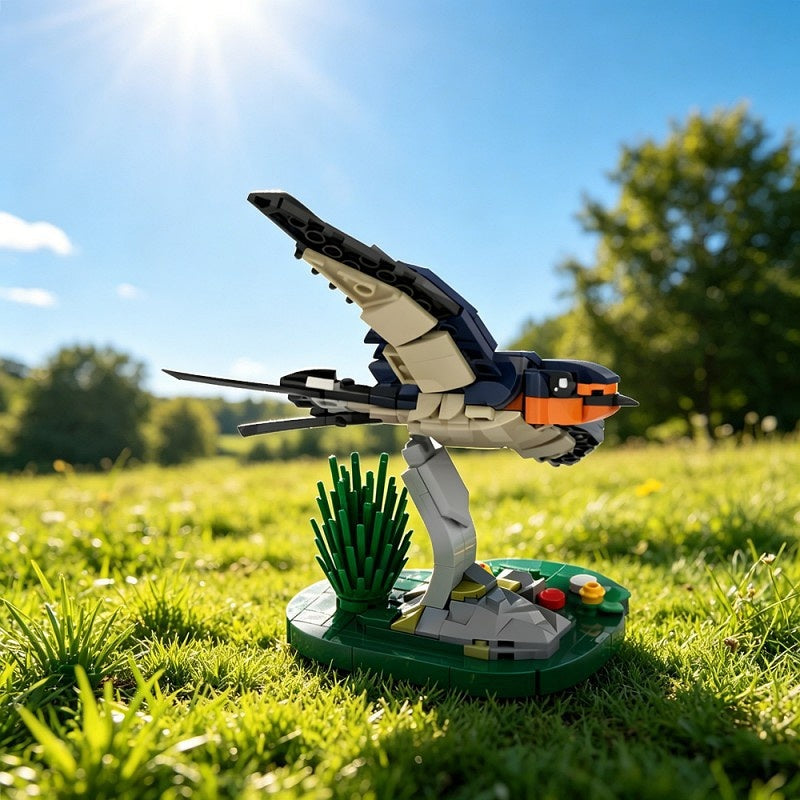 Flying Barn Swallow MOC Animal Figure Building Kit | Bird Display Model - 1
