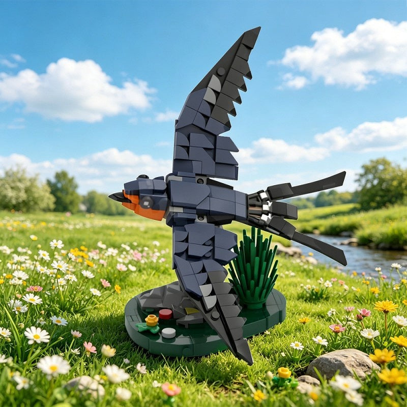 Flying Barn Swallow MOC Animal Figure Building Kit | Bird Display Model - 2