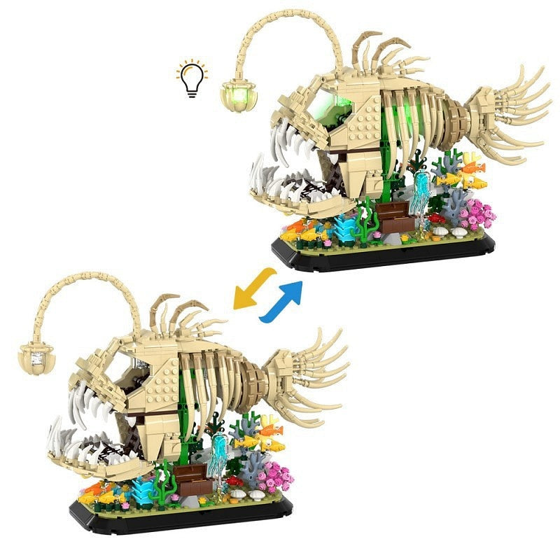 Fossil Anglerfish MOC Deep Sea Creature Building Kit | 2158 PCS Display Model - 5