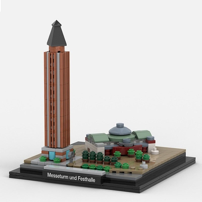 Frankfurt Messeturm & Festhalle MOC Skyline Building Kit | Architecture Model - 1