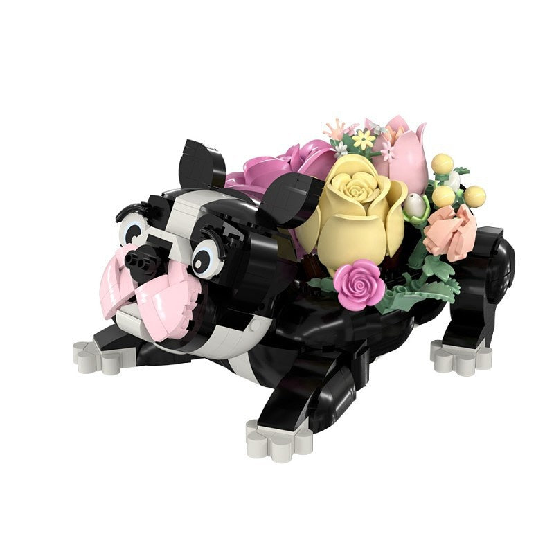 French Bulldog Flower Bouquet Building Kit | LEGO-Compatible MOC - 1