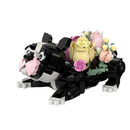 French Bulldog Flower Bouquet MOC Building Kit for Floral Animal Display - 3