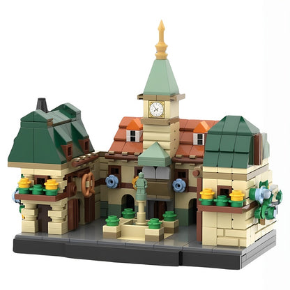 German Village Clock Tower Courtyard MOC Building Kit - 1