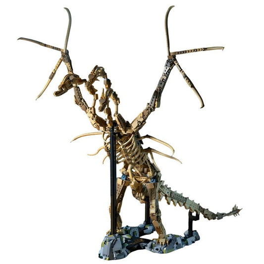 Giant Three-Headed Dragon Fossil Skeleton Building Kit | LEGO-Compatible MOC - 1