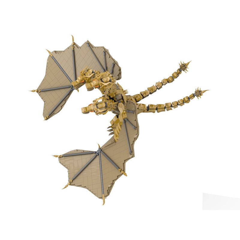 Golden Three-Headed Dragon Daikaiju Building Kit | LEGO-Compatible MOC - 3