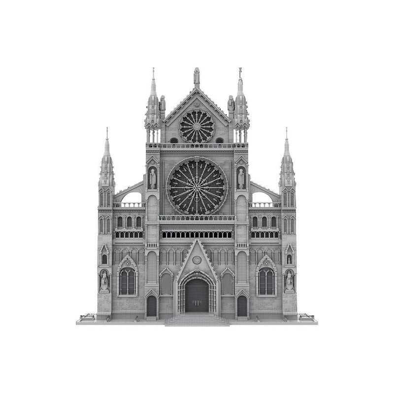 Gothic Cathedral Facade MOC Building Kit | Medieval Architecture Model - 1