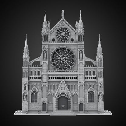 Gothic Cathedral Facade MOC Building Kit | Medieval Architecture Model - 2