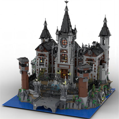 Gothic Cliffside Asylum MOC Haunted Architecture Building Kit - 1