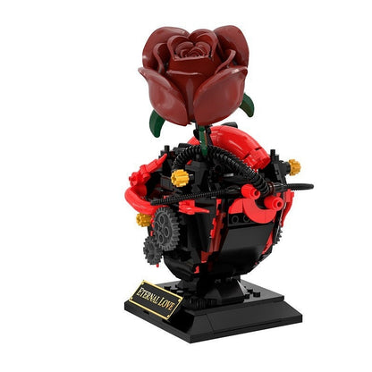 Gothic Mechanical Heart Rose MOC Building Kit for Dark Fantasy Display - 3
