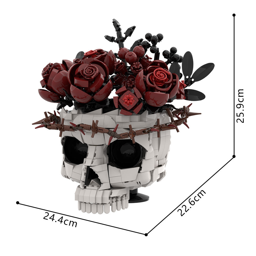 gothic skull & eternal rose building kit | lego compatible moc - 2