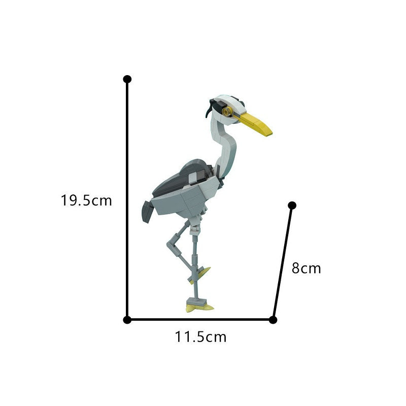 Gray Heron MOC Bird Building Kit | 109 PCS Poseable Wildlife Model - 4