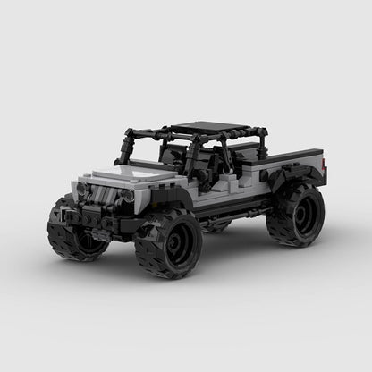 Gray Off-Road Pickup Truck Building Kit | 8-Wide LEGO-Compatible MOC - 1