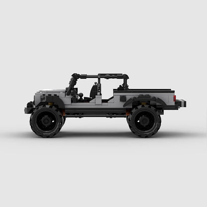 Gray Off-Road Pickup Truck Building Kit | 8-Wide LEGO-Compatible MOC - 4