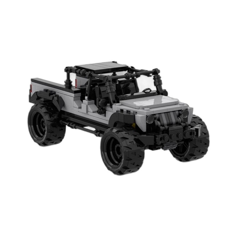 Gray Off-Road Pickup Truck Building Kit | 8-Wide LEGO-Compatible MOC - 5