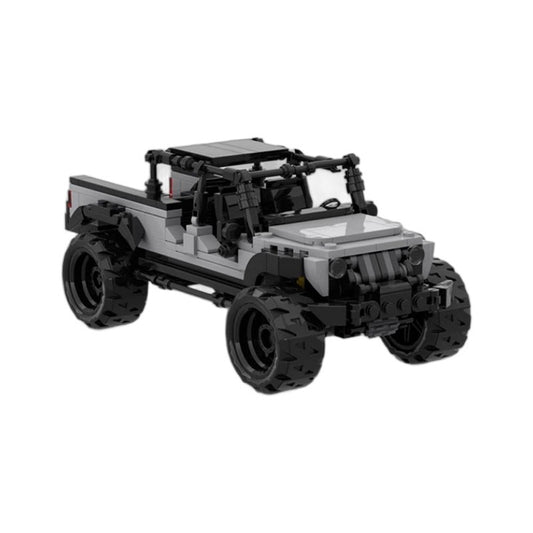Gray Off-Road Pickup Truck Building Kit | 8-Wide LEGO-Compatible MOC - 5