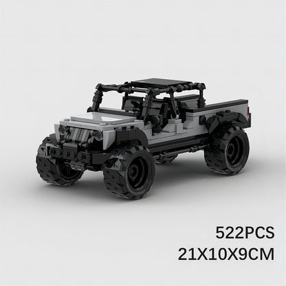 Gray Off-Road Pickup Truck Building Kit | 8-Wide LEGO-Compatible MOC - 6