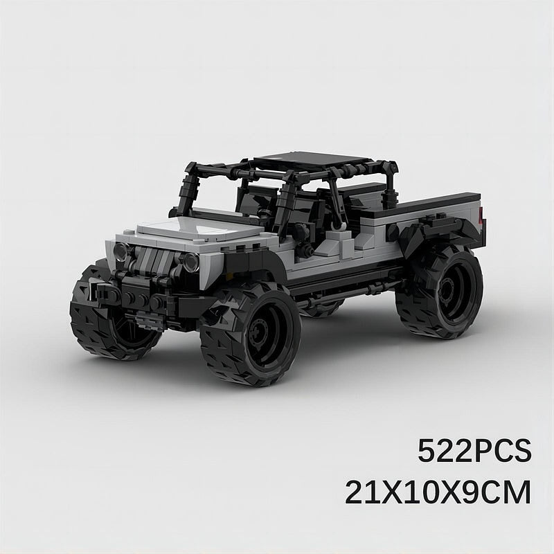 Gray Off-Road Pickup Truck MOC Building Kit | 8-Wide Vehicle Model - 6