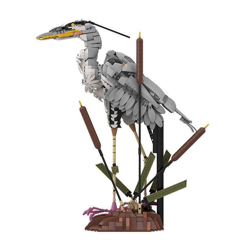 Grey Heron MOC Bird Building Kit | Wildlife Display Model Kit - 1