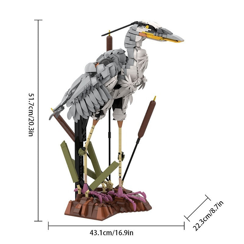 Grey Heron MOC Bird Building Kit | Wildlife Display Model Kit - 5