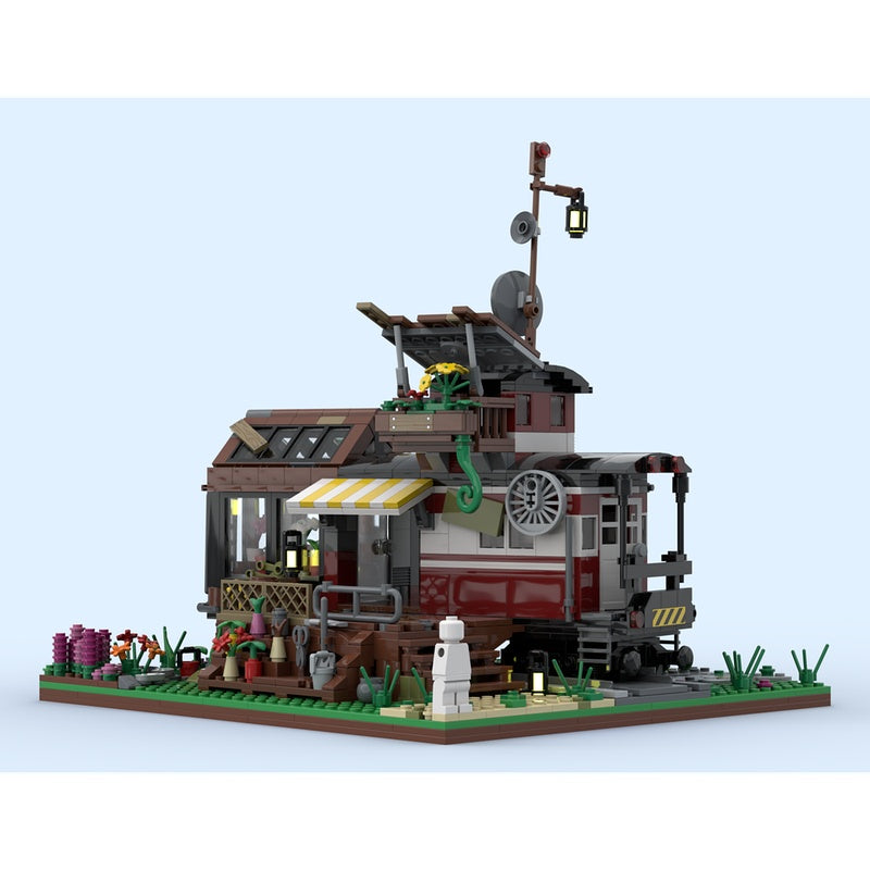 Guard Car Flower House MOC Railway Diorama Building Kit - 2