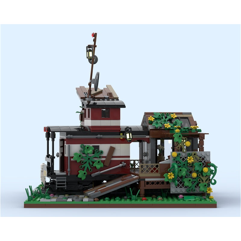Guard Car Flower House MOC Railway Diorama Building Kit - 7
