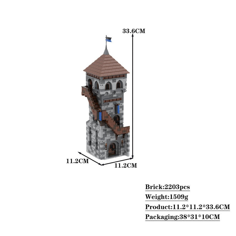 H08 Owl Tower MOC Modular Medieval Castle Building Kit - 4