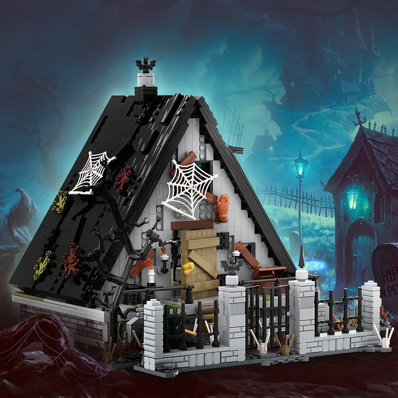 Halloween A Frame House MOC Building Kit | Spooky Cabin Design - 2