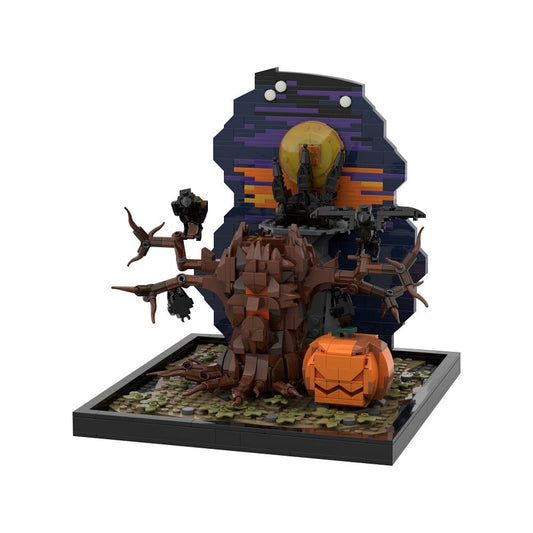 Halloween Tree & Pumpkin MOC Building Kit | Seasonal Display Decor - 1